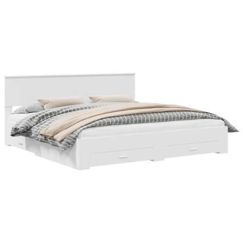 Рамка за легло с таблото Бяло 200 x 200 cm Инженерно дърво