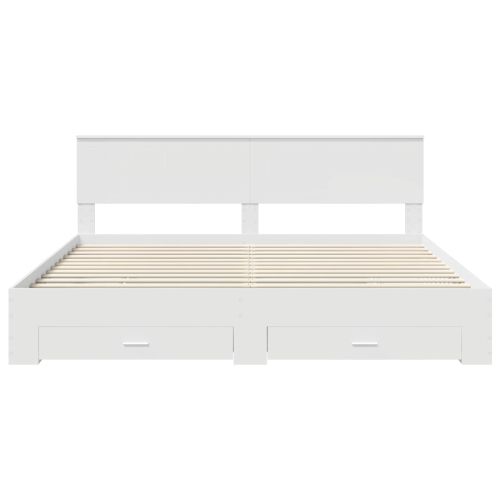 Рамка за легло с таблото Бяло 200 x 200 cm Инженерно дърво