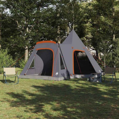 Тент тип Teepee за 5 души Сив и оранжев 545 x 450 x 295 см