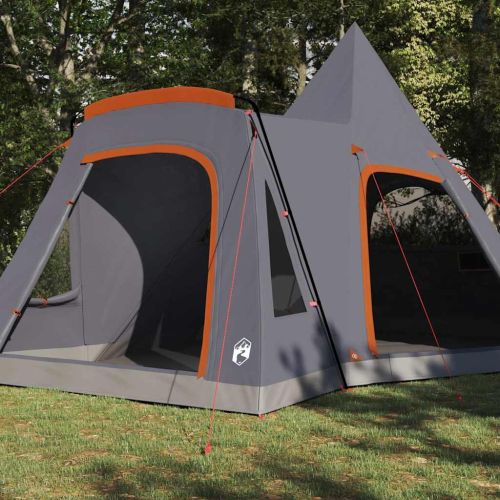 Тент тип Teepee за 5 души Сив и оранжев 545 x 450 x 295 см