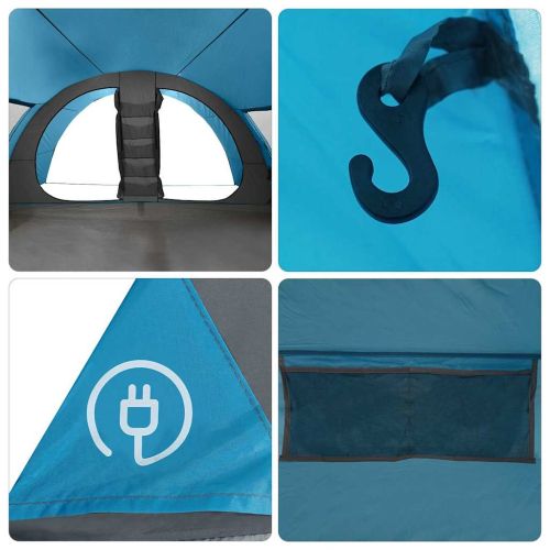 Тунелен палатка за 8 души с покрив Синьо 710 x 460 x 245 см