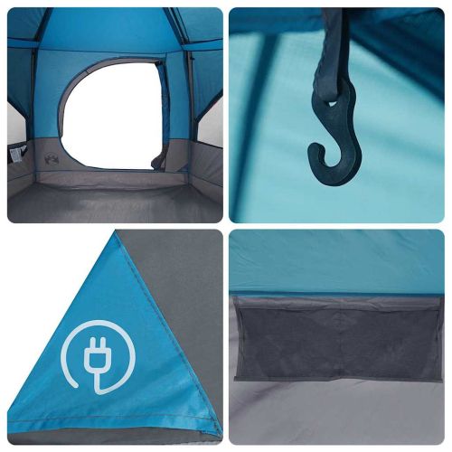 Гумена палатка за 5 човека Синьо и сиво 333 x 317 x 194 см