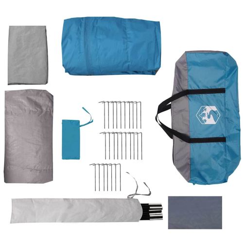 Тунелна палатка за 4-ма Синьо и сиво 740 x 370 x 220 см