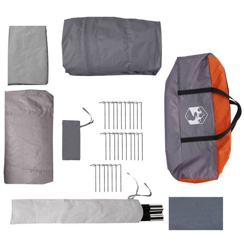 Тунелна палатка за 4-ма Сив и оранжев 740 x 370 x 220 см