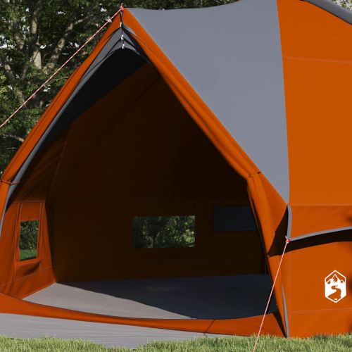 Тент за каравана 10-местен Сив и оранжев 567 x 470 x 242 см