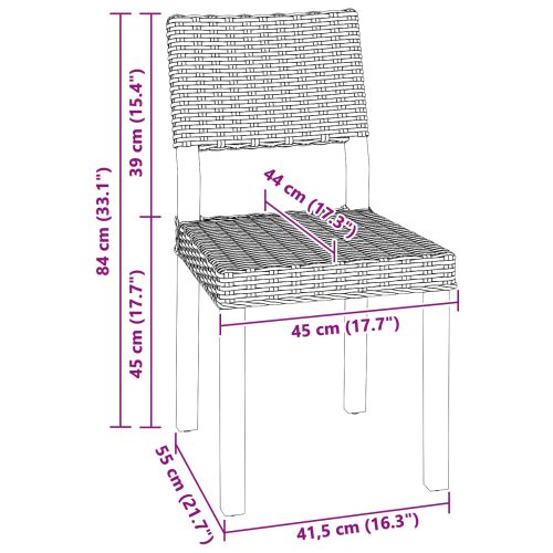 Трапезен стол 2 pcs Кубу сив 46 x 55 x 84 см Кубу Ратан