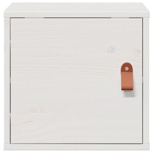 Стенен шкаф, бял, 31,5x30x30 см, борово дърво масив