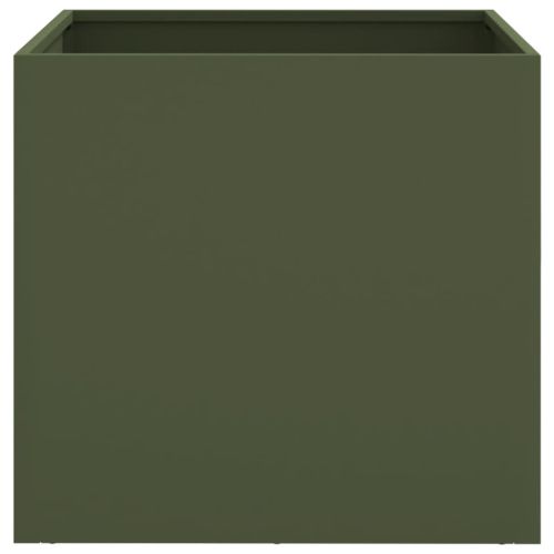 Кашпи, 2 бр, маслиненозелени, 49x47x46 см, стомана