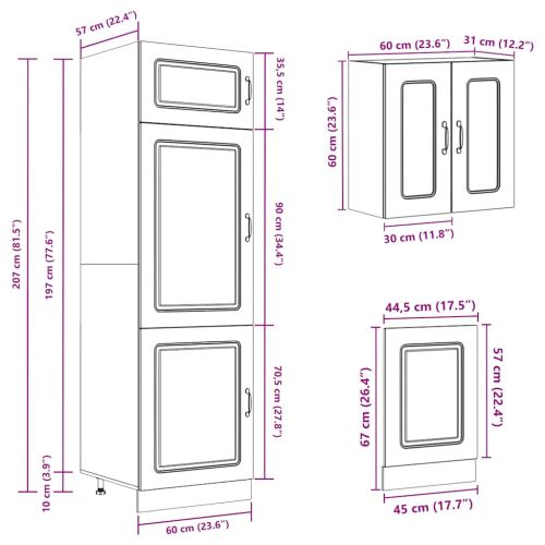 Комплект кухненски шкафове от 8 части Kalmar, инженерно дърво