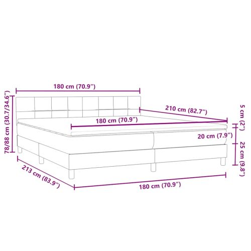 Боксспринг легло с матрак, розово, 180x210 cm, кадифе