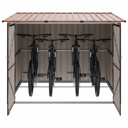 Приют за велосипеди 3 pcs Кафяво 216 x 207 x 158 см Метал