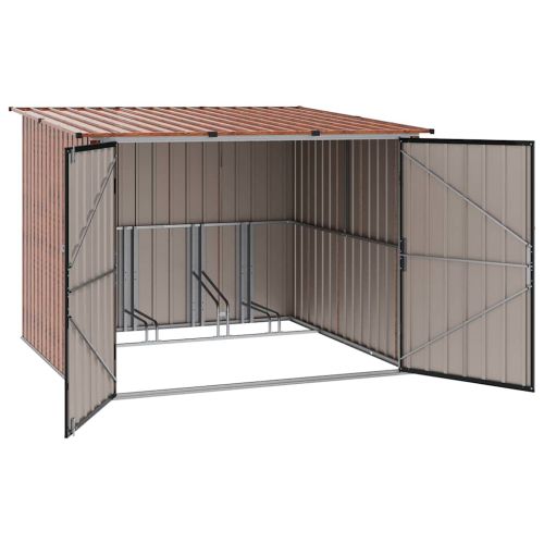 Приют за велосипеди 3 pcs Кафяво 216 x 207 x 158 см Метал