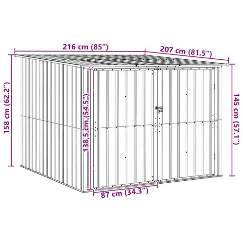 Приют за велосипеди 3 pcs Кафяво 216 x 207 x 158 см Метал