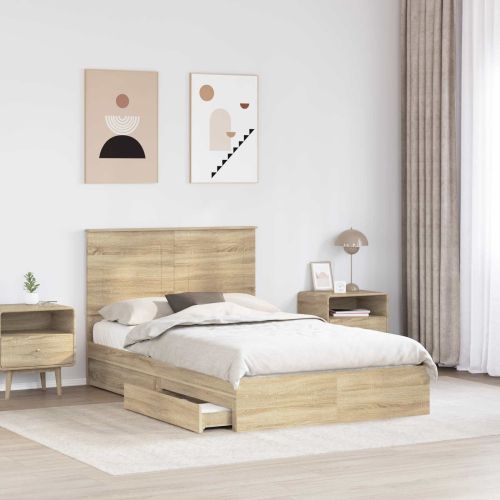 Легло с място за съхранение с таблото Сонома дъб 120 x 200 cm