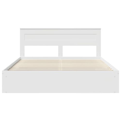 Рамка за легло с таблото Бяло 200 x 200 cm Солидно борово дърво