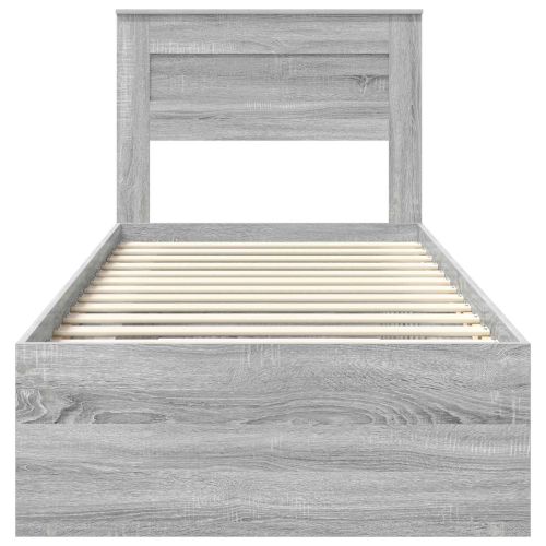 Рамка за легло Сив Сонома 90 x 200 cm Солидно борово дърво