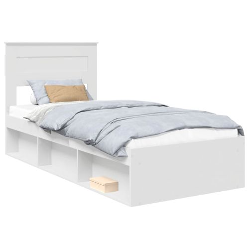 Рамка за легло с таблото Бяло 75 x 190 cm Солидно борово дърво