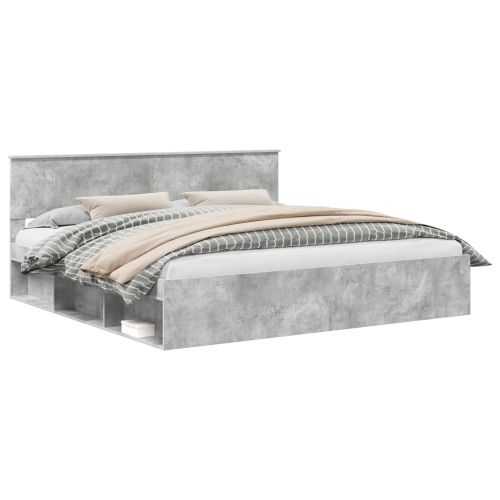 Рамка за легло Бетон 200 x 200 cm Солидно борово дърво