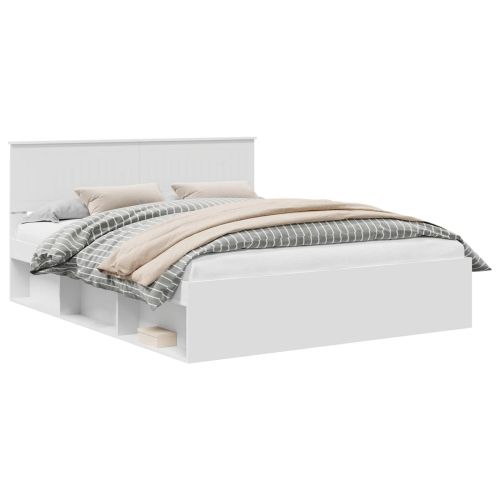 Рамка за легло с таблото Бяло 160 x 200 cm Солидно борово дърво