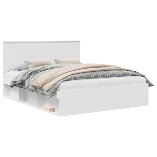 Рамка за легло с таблото Бяло 160 x 200 cm Солидно борово дърво