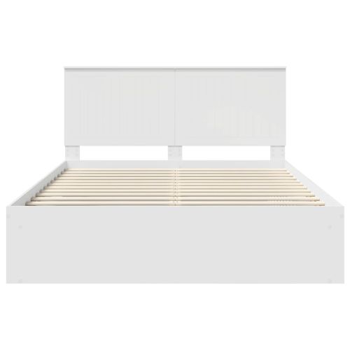 Рамка за легло с таблото Бяло 150 x 200 cm Солидно борово дърво