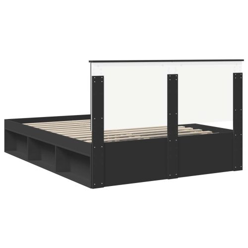 Рамка за легло Черно 150 x 200 cm Солидно борово дърво