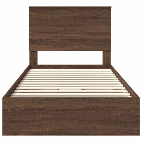 Легло с място за съхранение с таблото Кафяв дъб 100 x 200 cm