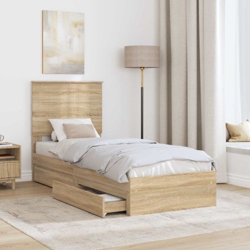 Легло с място за съхранение с таблото Сонома дъб 75 x 190 cm