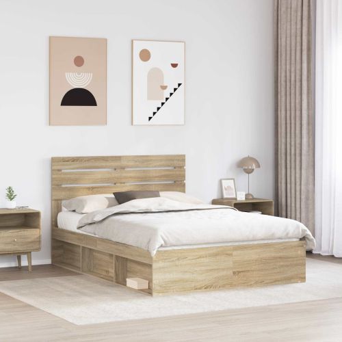 Рамка за легло Сонома дъб 150 x 200 cm Солидно борово дърво