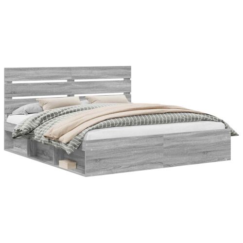 Рамка за легло Сив Сонома 180 x 200 cm Солидно борово дърво