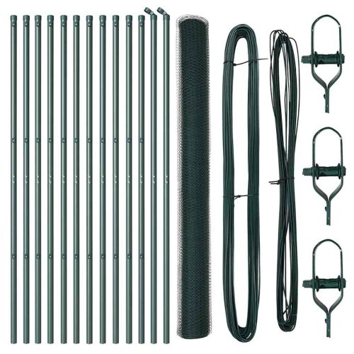 Стълб за ограда. Зелен 25 x 1,5 м (13 мм мрежа) Стомана