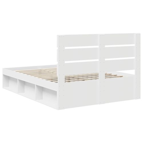 Рамка за легло с таблото Бяло 140 x 190 cm Солидно борово дърво