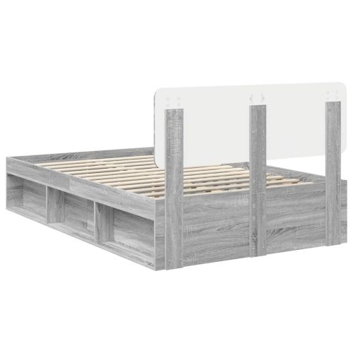 Рамка за легло Сив Сонома 135 x 190 cm Солидно борово дърво
