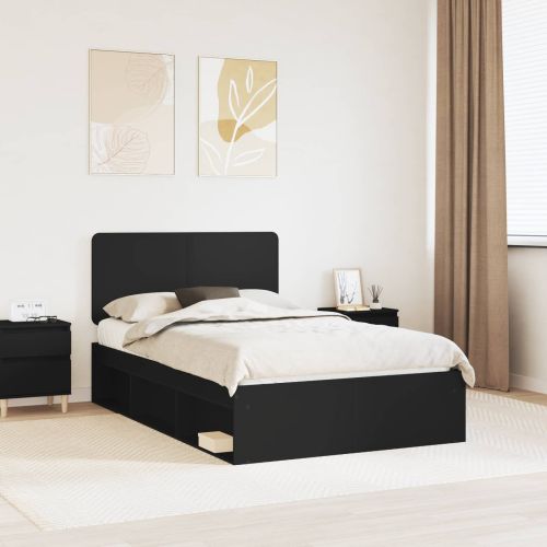 Рамка за легло Черно 120 x 200 cm Солидно борово дърво