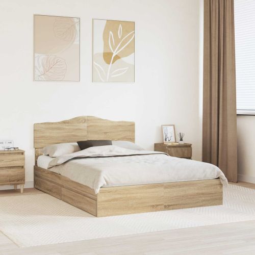 Легло с място за съхранение с таблото Сонома дъб 140 x 200 cm