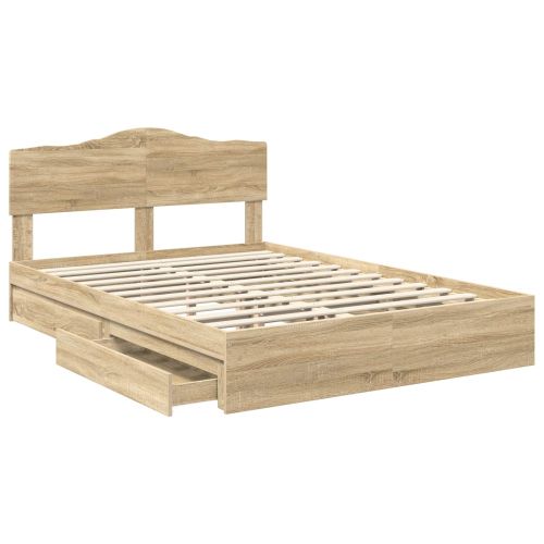 Легло с място за съхранение с таблото Сонома дъб 140 x 190 cm