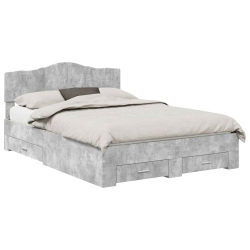 Рамка за легло Циментено сиво 140 x 190 cm Инженерно дърво