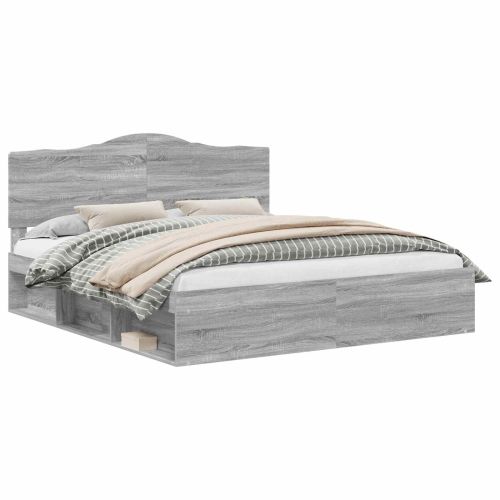 Рамка за легло Сив Сонома 180 x 200 cm Солидно борово дърво