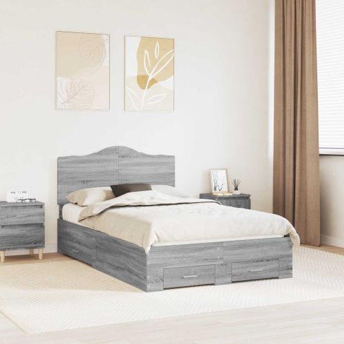 Рамка за легло Сив Сонома 135 x 190 cm Инженерно дърво
