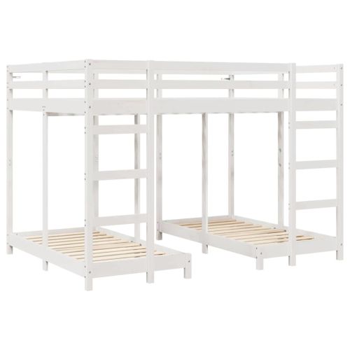 Рамка за тройно двуетажно легло Бяло 140 x 200 cm