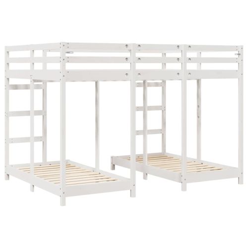 Рамка за тройно двуетажно легло Бяло 140 x 200 cm