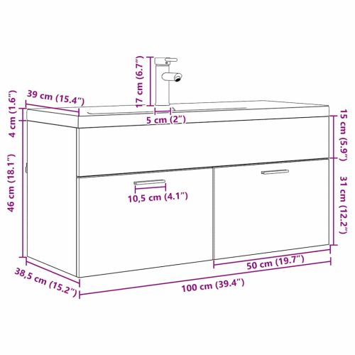Шкаф за баня с врата Дъб 100 x 38,5 x 46 cm Инженерно дърво