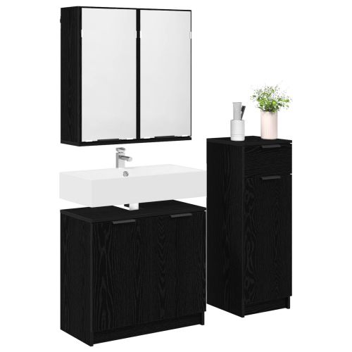 Комплект мебели за баня 3 pcs Черния дъб Инженерно дърво