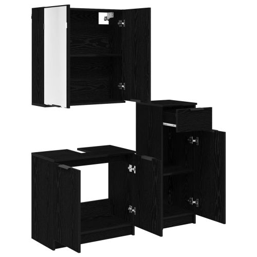 Комплект мебели за баня 3 pcs Черния дъб Инженерно дърво