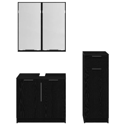 Комплект мебели за баня 3 pcs Черния дъб Инженерно дърво