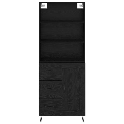 Висок шкаф с чекмедже 2 pcs Черния дъб Инженерно дърво