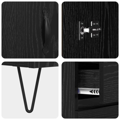 Висок шкаф с чекмедже 2 pcs Черния дъб Инженерно дърво