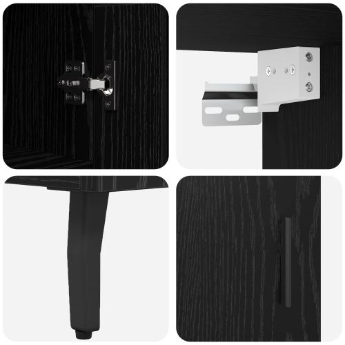 Висок шкаф 2 pcs Черен дъб Инженерна дървесина и стъкло