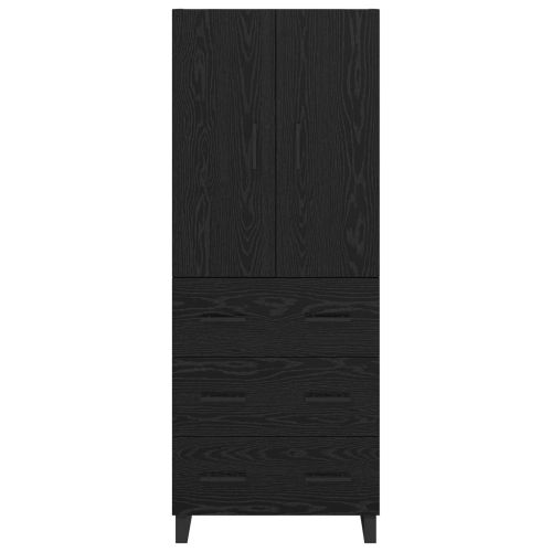 Висок шкаф с чекмедже 2 pcs Черния дъб 69,5 x 34 x 180 см