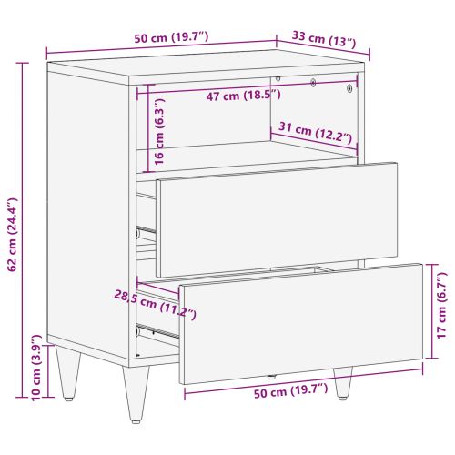 Нощно шкафче Многоцветен 50 x 33 x 60 см Солидно мангово дърво